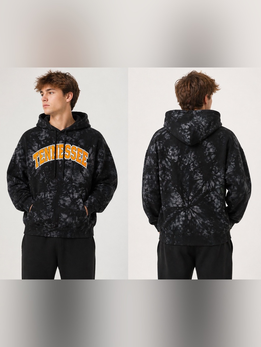 NWOT Tennessee Tie Dye Hoodie Size M Black Gray Graphic Streetwear Pullover